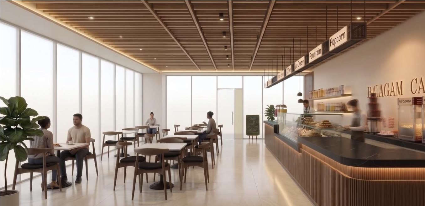 Balagam Cafe dining area with daylight and service counter