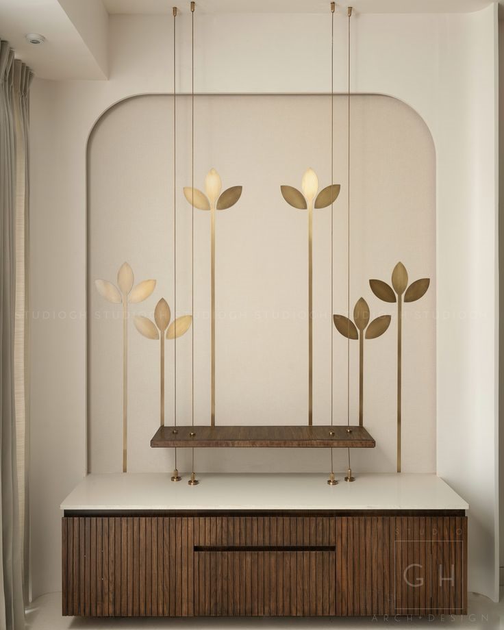 Refined console detail with soft beige wall treatment
