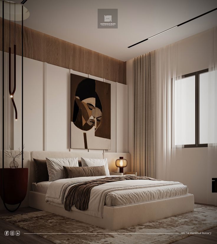 Serene master bedroom with beige finishes