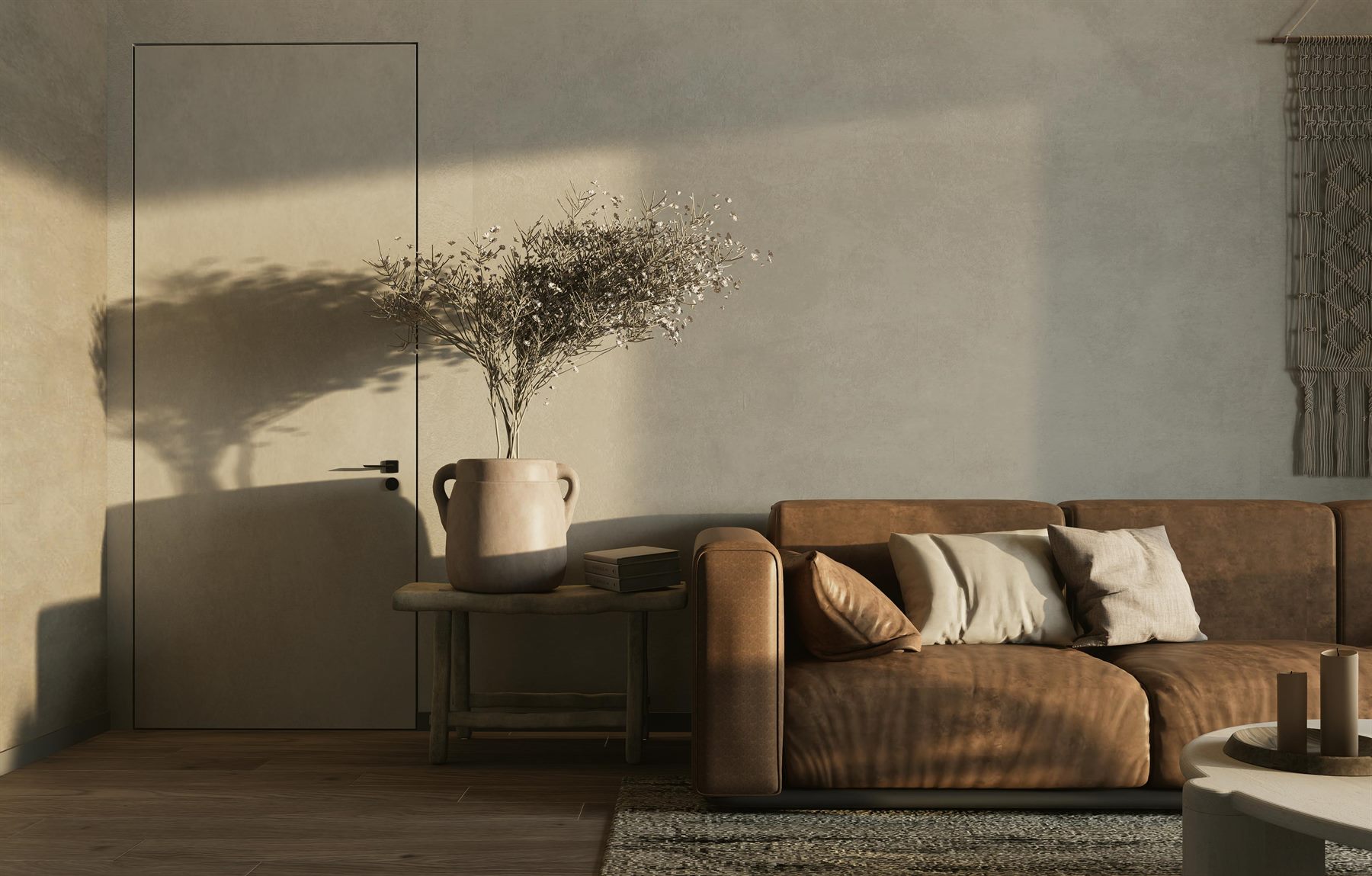 Warm beige material detail with soft natural shadow